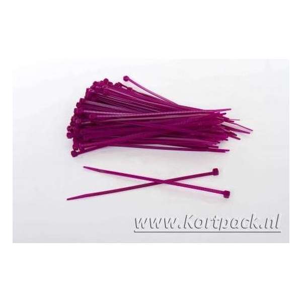 1000 stuks Paarse Kabelbinders 4.8mm x 200mm (099.0411) 1000 stuks Paarse Kabelbinders 4.8mm x 200mm (099.0411)
