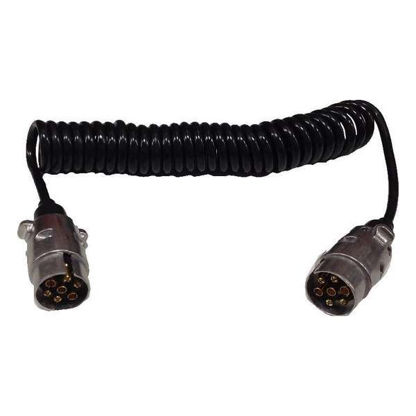 Spiraalkabel metalen stekker 7 polig 3 meter