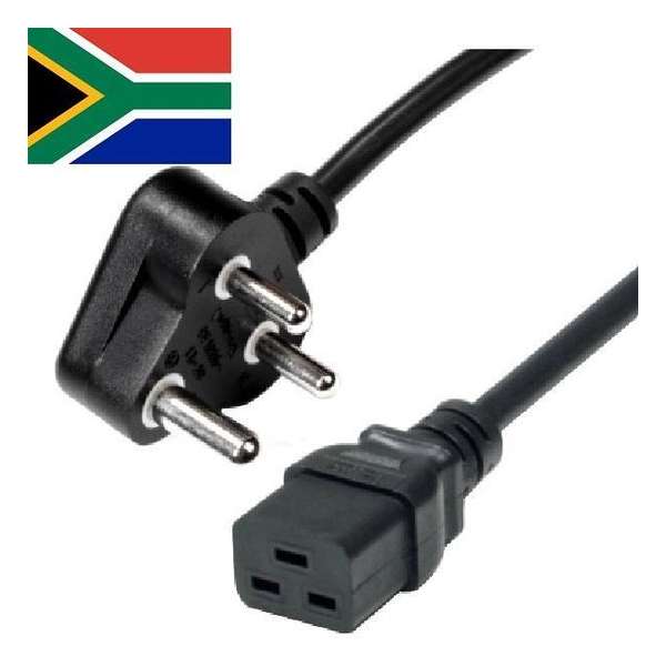EECONN Zuid-Afrika stroomkabel met C19 plug - zwart - 2,5 meter EECONN Zuid-Afrika stroomkabel met C19 plug - zwart - 2,5 meter