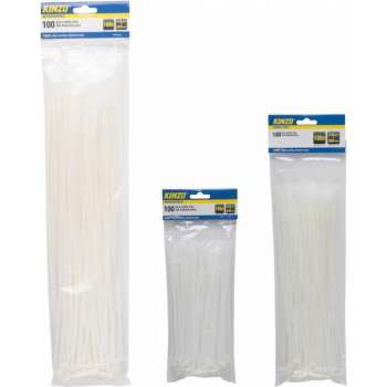 Kabelbinders/tie-wraps pakket wit 400x stuks in 3 verschillende formaten 20 cm(200x) - 30 cm(100x) - 40 cm(100x)