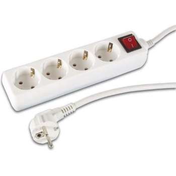 Contactdoos met 4 stopcontacten en schakelaar - 3 m kabel - randaarde