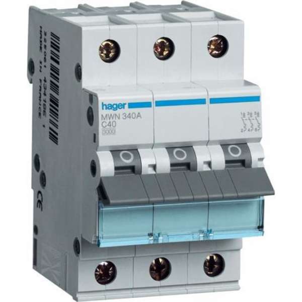 Hager automaat 3 polig 25A - 3kA/C Hager automaat 3 polig 25A - 3kA/C