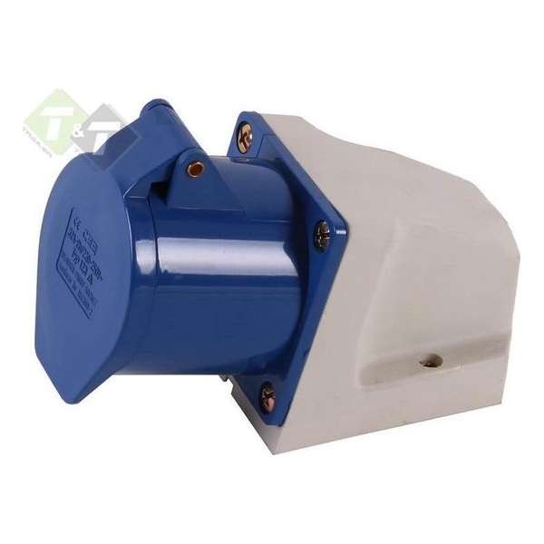 Wandcontactdoos, 3-Pen, 230V, 16A, CE keuring, Fluxon Wandcontactdoos, 3-Pen, 230V, 16A, CE keuring, Fluxon
