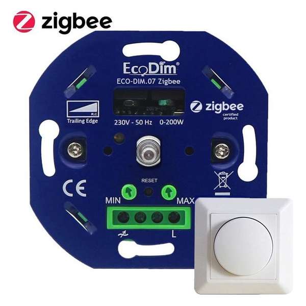 Zigbee Smartdimmer - Smart LED-dimmer - Met druk/draaischakelaar - inclusief afdekraam - EcoDim Zigbee Smartdimmer - Smart LED-dimmer - Met druk/draaischakelaar - inclusief afdekraam - EcoDim