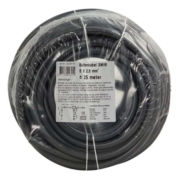 Buitenkabel XMvK - Installatiekabel buitengebruik - 5 x 2.5 mm² - 25 meter - Grijs Buitenkabel XMvK - Installatiekabel buitengebruik - 5 x 2.5 mm² - 25 meter - Grijs