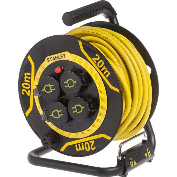 STANLEY - NEOPREEN-KABELHASPEL - 20 m - 3G1.5 - 4 STOPCONTACTEN STANLEY - NEOPREEN-KABELHASPEL - 20 m - 3G1.5 - 4 STOPCONTACTEN