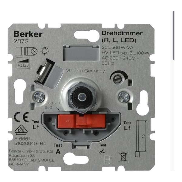Berker dimmer voor 230 led/gloei/halogeen 3-100 watt Berker dimmer voor 230 led/gloei/halogeen 3-100 watt