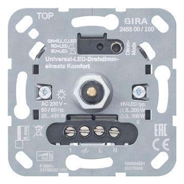 GIRA draaidimmer universeel LED Komfort 3-100 Watt (draai/drukdimmer) 245500 GIRA draaidimmer universeel LED Komfort 3-100 Watt (draai/drukdimmer) 245500