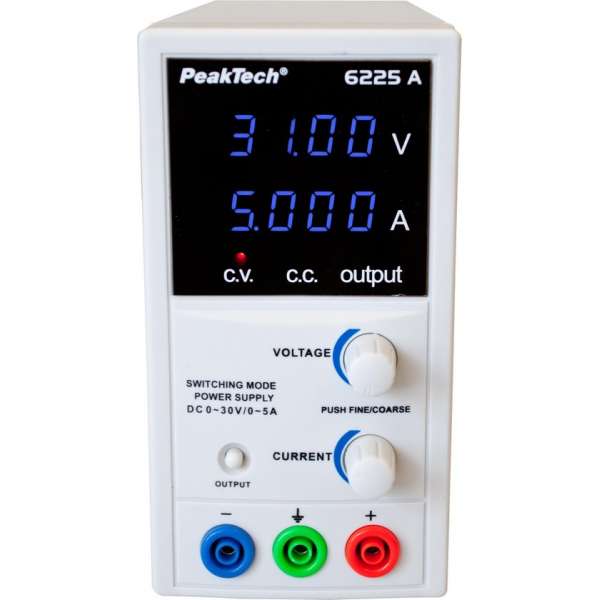 Peaktech 6225A: Schakelmodus laboratorium Voeding DC 0 - 30 V / 0 - 5 A Peaktech 6225A: Schakelmodus laboratorium Voeding DC 0 - 30 V / 0 - 5 A