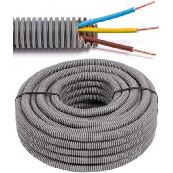 Flexibele voorbedrade buis met VOB installatiedraad - 3G1,5mm² Ø 16mm, 100 meter - FLEX FE3G15 Flexibele voorbedrade buis met VOB installatiedraad - 3G1,5mm² Ø 16mm, 100 meter - FLEX FE3G15