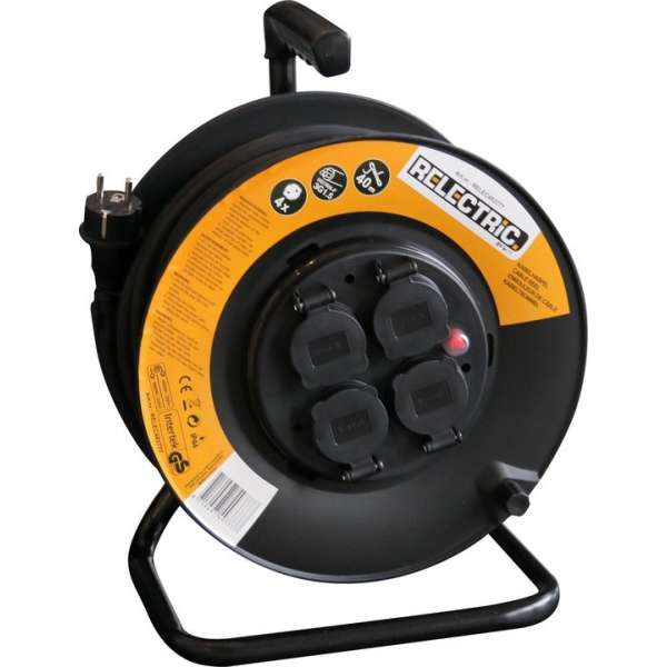 Relectric Kabelhaspel - 40 m - 4 stopcontacten - Randaarde - RELEC493777 Relectric Kabelhaspel - 40 m - 4 stopcontacten - Randaarde - RELEC493777