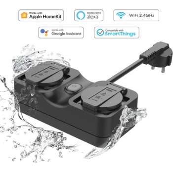Wifi Stopcontact Buiten Dubbel Zwart Tuin Buitenstopcontact IP44 Outdoor WLAN Kerstverlichting