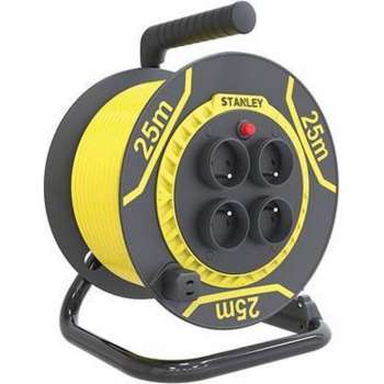 Stanley Haspel 25 Meter Type E 4-voudig 16a Pvc Zwart/geel