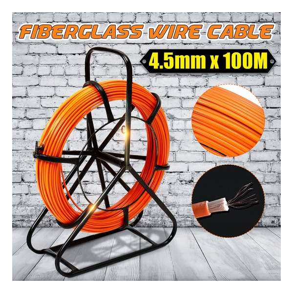 4.5mm 100M Glasvezel Draad Kabel Running Rod Snake Fish Rodder Puller Flexi Lood Elektrische Glasvezel Draad Kabel Running Rod