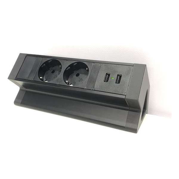 Bureau stekkerdoos Exit zwart met usb laders Bureau stekkerdoos Exit zwart met usb laders