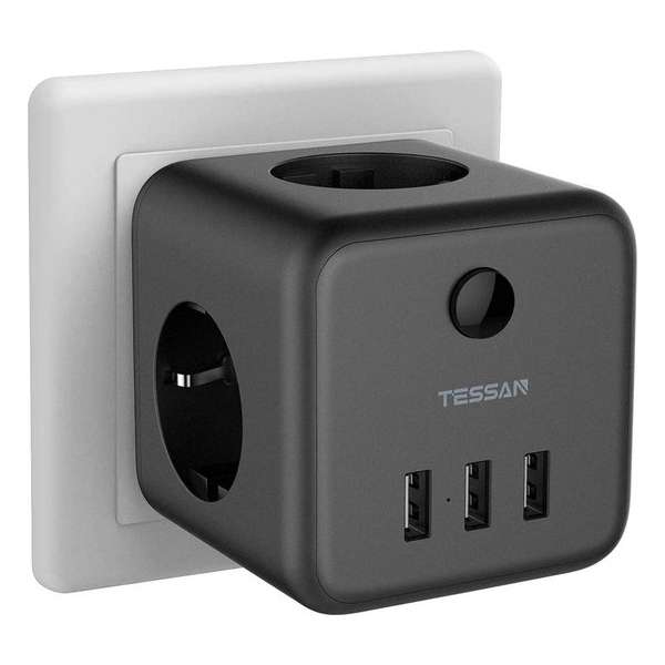 USB Stekker Stekkeradapter met 3 stopcontacten/3 USB-opladeradapter USB Stekker Stekkeradapter met 3 stopcontacten/3 USB-opladeradapter