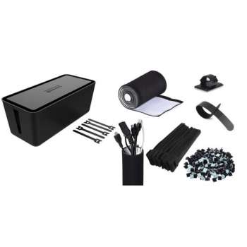 Kabelmanagement Bureau Set Kabelbox Kabelgoot Zwart Kabelbinder Hersluitbaar Clip