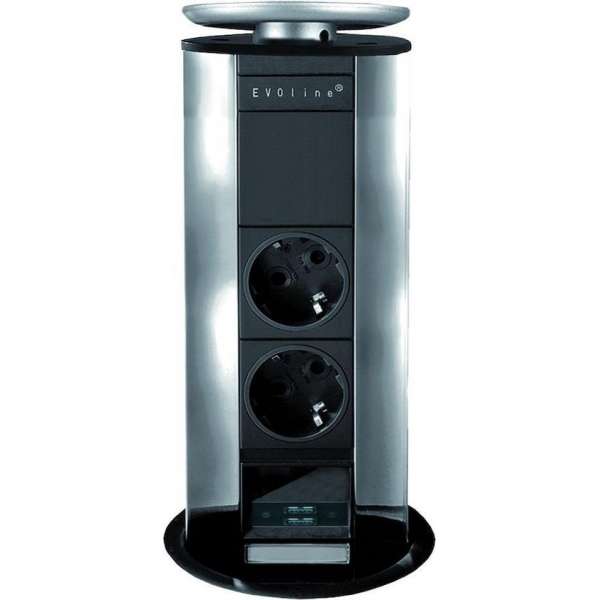 Schulte Stopcontact Evoline Powerport 2 st. contactdoos met USB lader Alu/Zilvergrijs Schulte Stopcontact Evoline Powerport 2 st. contactdoos met USB lader Alu/Zilvergrijs