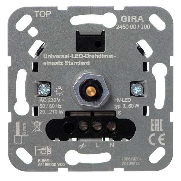Gira ST55 inbouw dimmer LED/gloei/halogeen Gira ST55 inbouw dimmer LED/gloei/halogeen