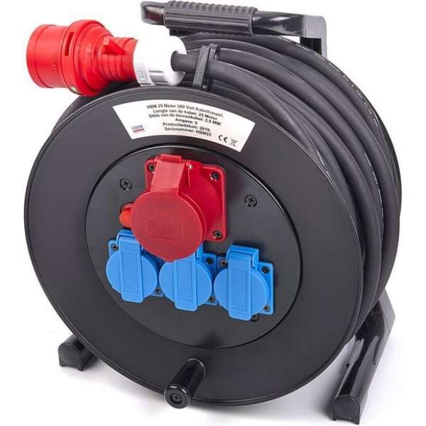Professionele 25 Meter 230 en 380 Volt Kabelhaspel, Stoomhaspel 3 x 2,5 mm Professionele 25 Meter 230 en 380 Volt Kabelhaspel, Stoomhaspel 3 x 2,5 mm