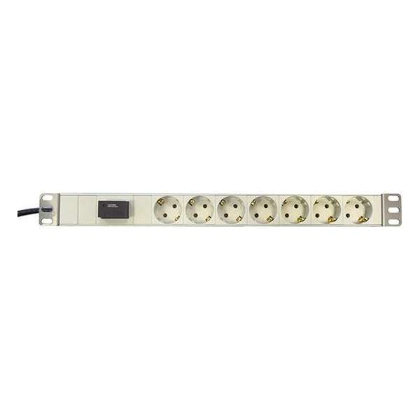 Basic 19-7PDU-OSW, 1U PDU Stekkerdoos 7 voudig zonder schakelaar met overspanningsbeveiliging 19 inch, 2 meter kabel, wit Basic 19-7PDU-OSW, 1U PDU Stekkerdoos 7 voudig zonder schakelaar met overspanningsbeveiliging 19 inch, 2 meter kabel, wit
