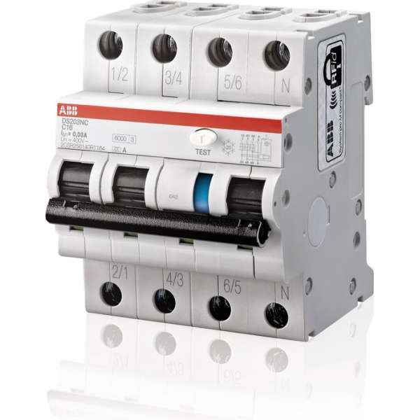 ABB System pro M compact DS Aardlekautomaat 3P+N 16A 30mA ABB System pro M compact DS Aardlekautomaat 3P+N 16A 30mA