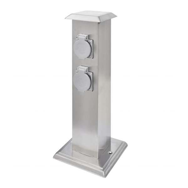Buitenstopcontact op zuil - Roestvrij staal - 15,5 x 15,5 x 40,5 cm Buitenstopcontact op zuil - Roestvrij staal - 15,5 x 15,5 x 40,5 cm