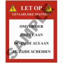 PV Sticker, Waarschuwing - DC Panelen, omvormers - 180 stuks op rol