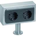 Satelliet dubbele opbouw contactdoos.Inox