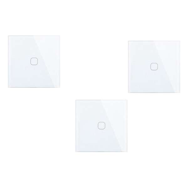 Wand schakelaar Touch  3x wit  86mm 3 gehard glas paneel muur Switch lichte aanraking AC 90-250 v 400W 2A 3x 1 weg