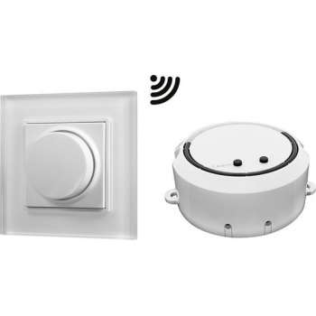 HOFTRONIC - Draadloze LED muurdimmer met draaiknop - Maximale belasting 100 Watt - Met afstandsbediening - Opbouw