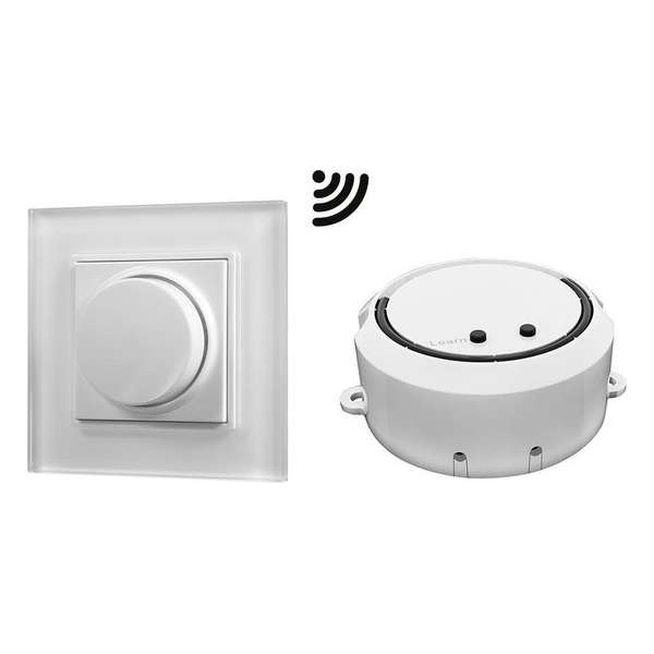 HOFTRONIC - Draadloze LED muurdimmer met draaiknop - Maximale belasting 100 Watt - Met afstandsbediening - Opbouw HOFTRONIC - Draadloze LED muurdimmer met draaiknop - Maximale belasting 100 Watt - Met afstandsbediening - Opbouw