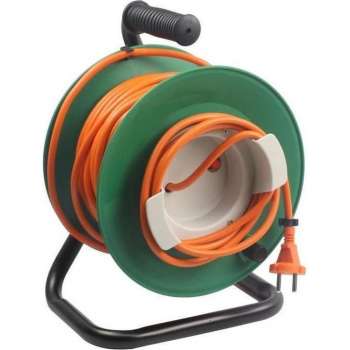 ZENITECH 25m elektrische haspel zonder stekker 2x1,5 mm� met metalen basis en afgesneden