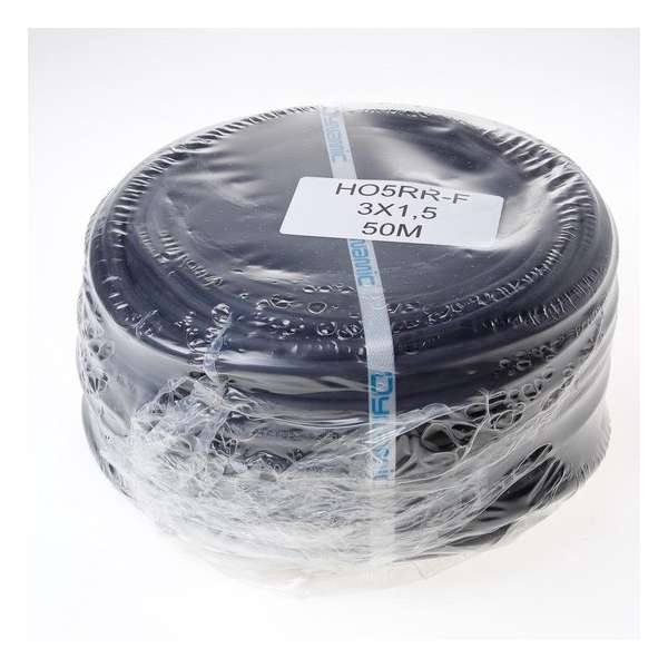 Kabel rubber zwart 3 x 1.5mm² x 50 meter Kabel rubber zwart 3 x 1.5mm² x 50 meter