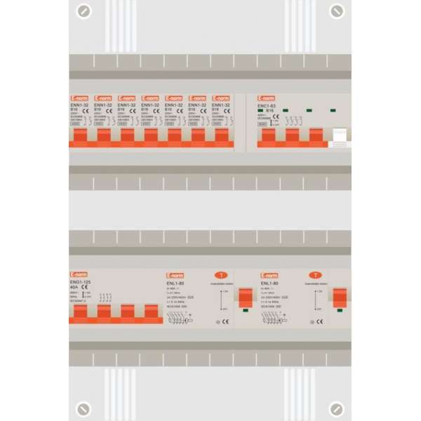 3 fase groepenkast met 7 licht groepen en 1 krachtgroep