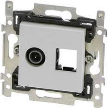 Niko Stopcontact Coax + RJ45 Cat5E UTP Original White