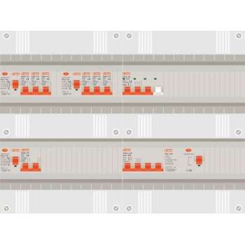 3 fase groepenkast met 6 licht groepen, kookgroep en 1 krachtgroep