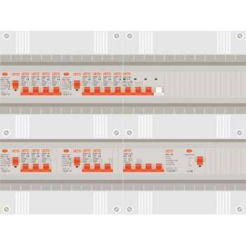 3 fase groepenkast met 12 licht groepen, kookgroep en 1 krachtgroep