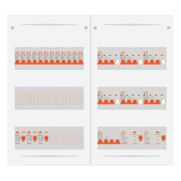 3 fase bedrijfsverdeler 63A met 12 licht groepen en 6 krachtgroepen 3 fase bedrijfsverdeler 63A met 12 licht groepen en 6 krachtgroepen