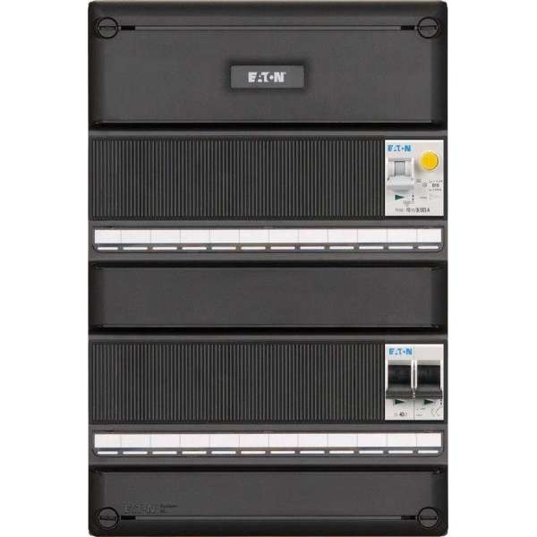 Eaton groepenkast, 1 aardlekautomaat, 1 hoofdschakelaar 2P Eaton groepenkast, 1 aardlekautomaat, 1 hoofdschakelaar 2P
