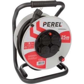 Kabelhaspel professioneel neopreen - 25 m - 3g2.5 - 4 stopcontacten - randaarde
