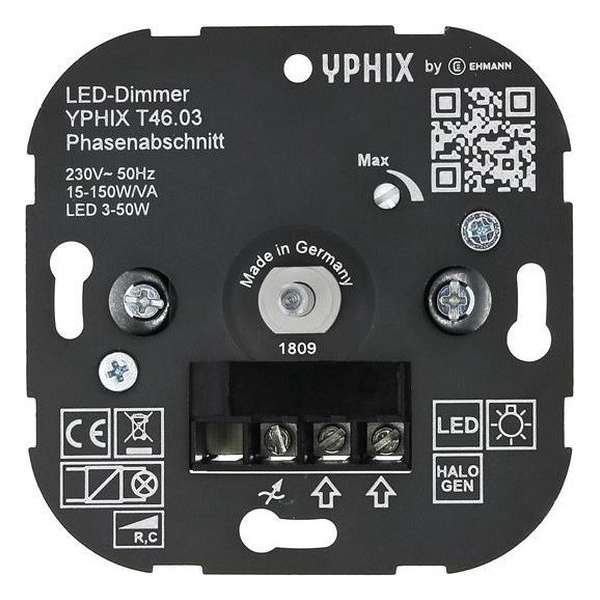 LED dimmer 3-50W inbouw 230V fase afsnijding LED dimmer 3-50W inbouw 230V fase afsnijding