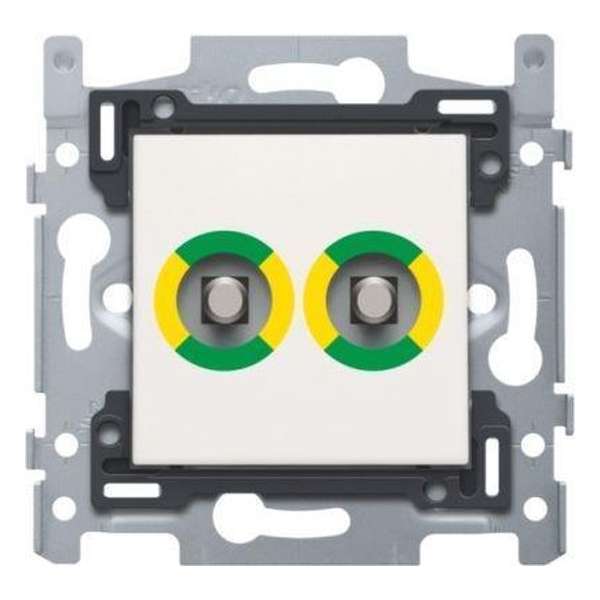 Wandcontactdoos met dubbel potentiaalvereffening. wit Wandcontactdoos met dubbel potentiaalvereffening. wit