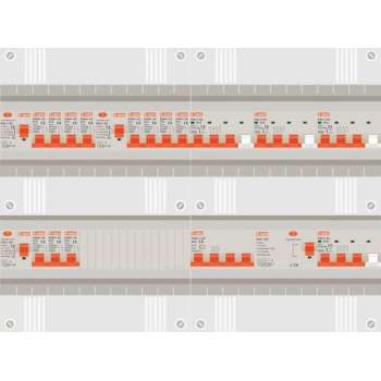 3 fase groepenkast met 11 licht groepen en 4 krachtgroepen