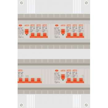 3 fase groepenkast met 7 licht groepen en kookgroep