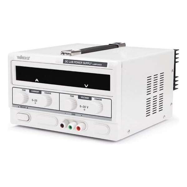 DC-LABOVOEDING 0-30 VDC / 0-20 A MAX MET DUBBEL LED-SCHERM DC-LABOVOEDING 0-30 VDC / 0-20 A MAX MET DUBBEL LED-SCHERM