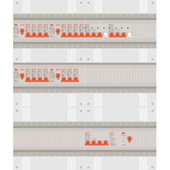 3 fase groepenkast met 15 licht groepen en 2 krachtgroepen