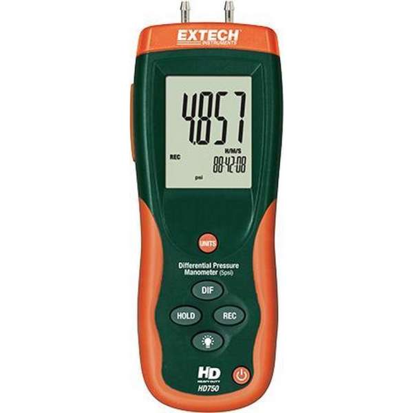 EXTECH HD750: Differentiële druk Manometer (5psi) EXTECH HD750: Differentiële druk Manometer (5psi)