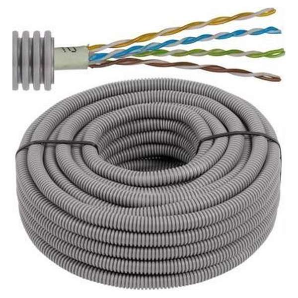 Flexibele voorbedrade buis met UTP kabel - cat. 6, 4x2x0,5mm Ø 16mm, 100 meter - FLEX FEUTP6 Flexibele voorbedrade buis met UTP kabel - cat. 6, 4x2x0,5mm Ø 16mm, 100 meter - FLEX FEUTP6