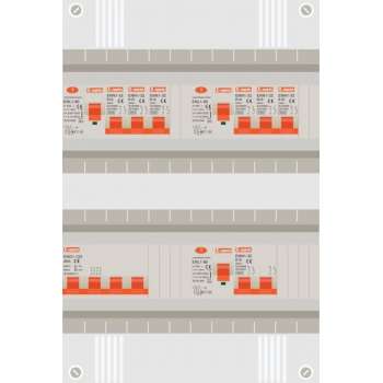 3 fase groepenkast met 6 licht groepen en kookgroep